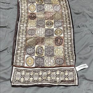 Adrienne Landau Black and Gold Patterned Scarf